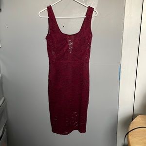 Charlotte Russe medium burgundy bodycon lace dress girly romance mini vampire